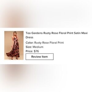 Tea Gardens Rusty Rose Floral Print Satin Maxi Dress
